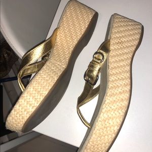 Gold rare Prada platform sandals